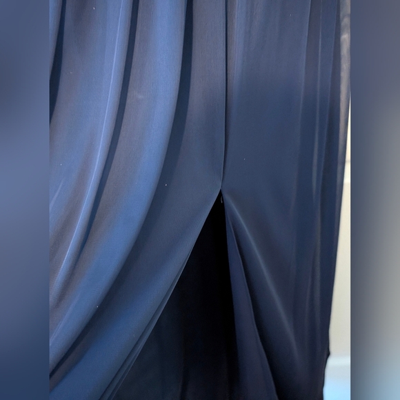 NWT David's Bridal Lace Mesh Navy Bridesmaid Dress 3/4 Sleeve Size 2 $38 - Picture 5 of 12